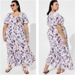 Torrid Cotton Tropical Palm Tree Print Maxi Dress - Torrid Size 0